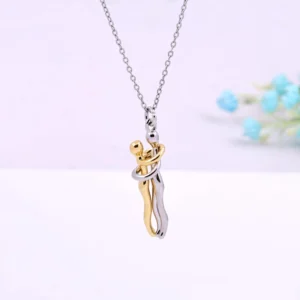 Gold and silver romantic couple hug pendant necklace for women & Girls