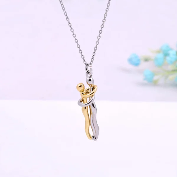 Gold and silver romantic couple hug pendant necklace for women & Girls