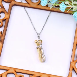 Gold and silver romantic couple hug pendant necklace for women & Girls