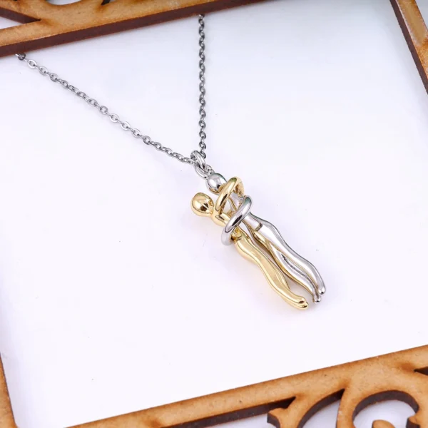 Gold and silver romantic couple hug pendant necklace for women & Girls