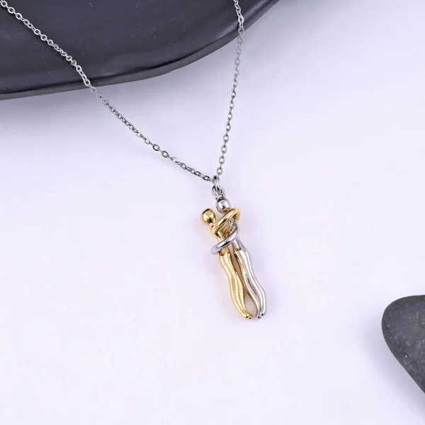 Gold and silver romantic couple hug pendant necklace for women & Girls