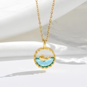 Pendant chain and clasp details in gold finish