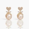 Romantic gold pearl drop earrings with heart and leaf design – Trendy Tash