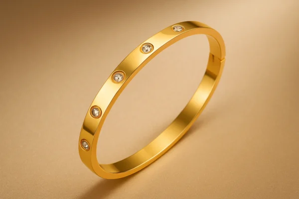 Gold screw-style unisex bangle bracelet by Trendy Tash – elegant daily wear jewelry