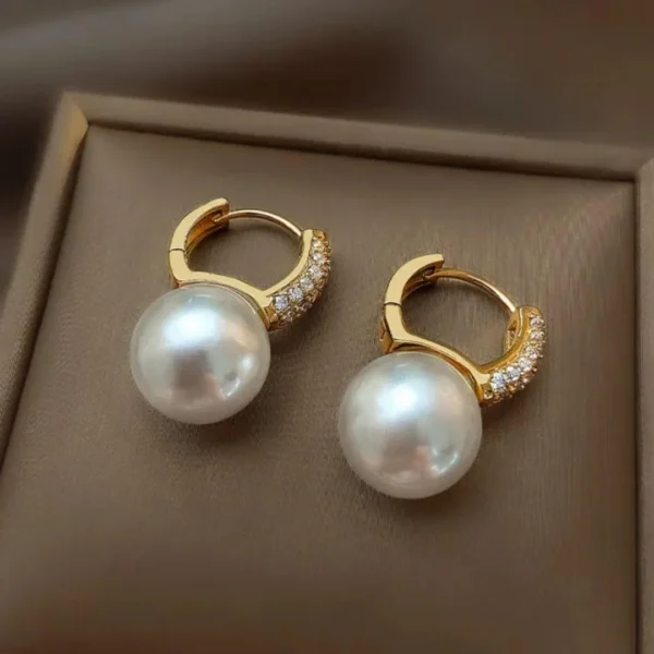 Luxury Gold Plated Pearl Drop Earrings with Crystals – Elegant & Chic Statement Jewelry
