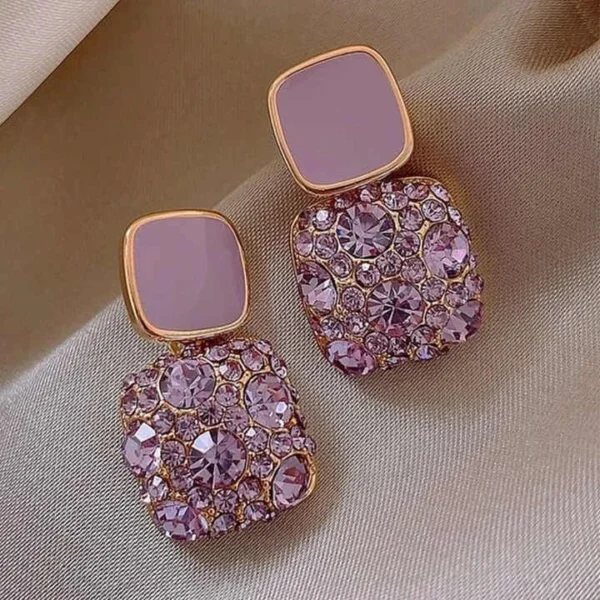 Glam Pop Cubes – Sparkling Purple Drop Earrings